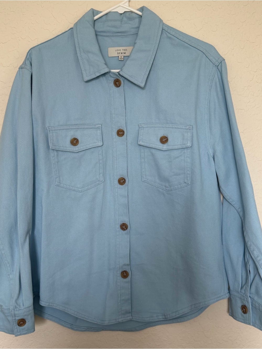 Love Tree Light Blue Lightweight Denim Shacket Jacket Size M